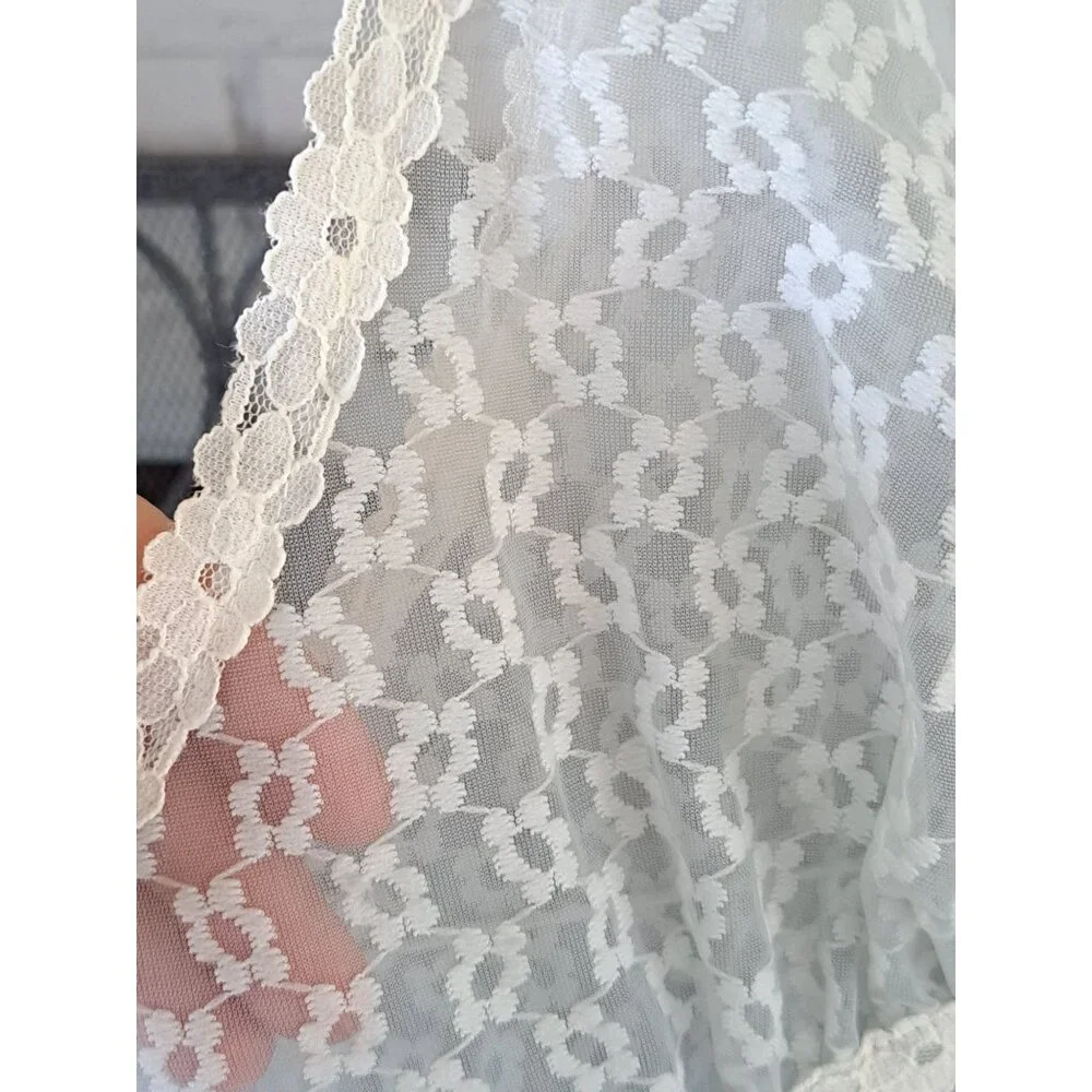 Vintage Penneys Gaymode Sheer Blue Floral Lace Nightgown V-Neck Ivory Trim Med - Picture 3 of 10